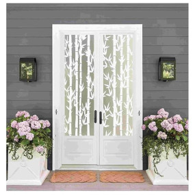 WALLTON Self Adhesive Window Film Vinyl Frosted Privacy Glass Film for Window Glass Decorative Window Sticker Wallpaper Sheet for Glass Door, Bathroom, Home, Window. (White Bamboo, 12x36 Inch)