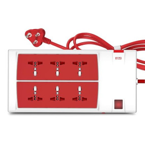 GM 3059 Power Strip | 6 Universal Sockets + Master Switch | 2m Heavy-Duty Cord | Surge Protector | Child Safety Shutters | LED Indicator | Extension Board for Home & Office