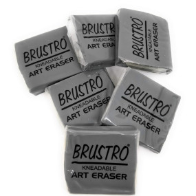 Brustro Kneadable Art Eraser | Pack of 6 | Ideal for Students and Adults, Soft, Durable, Charcoal, Cleaning, Lightening, Correction of Drawings, Sketching, Art, Fineart, School, Office Use