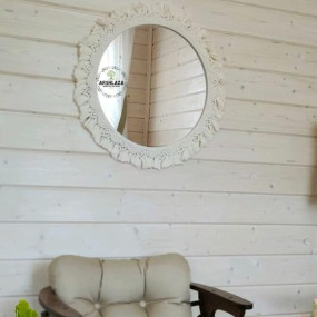 Arshlaza, Minimalist Style Macrame Wall Dãcor Mirror Hanging Mirror, For Bedroom,Living Room Hall Way Dãcor [M1008] Round, Framed, Off-White - Glass