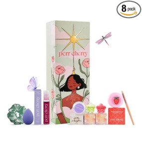 Perr Cherry 8-Piece Organic Makeup Kit Set for Girls, Preteens & Teens | Non-Toxic, Cruelty-Free & Vegan | Water-Washable Makeup Set with Highlighter, Lip & Cheek Tint, Lip Oil, Lip Balm & Brush (Eden Kit, Assorted Colour)