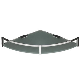 Bathroom Glass Shelf with Brass Holder, Wall Mounted Storage Rack