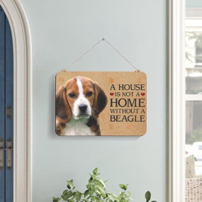 100yellow® Beagle Printed Wooden Sign Decorative Plaque For Home| Adorable Dog Signs for Wall and Door | 8 x 11 Inches |Brown