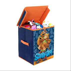 PrettyKrafts Scooby-Doo Larger Storage Cubes [1-Pack] Foldable Storage Boxes with Lids, Collapsible Storage Bins Organizer Basket with Sturdy Handles for Home, Nursery, Closet (11“ x 11” x 15"), Blue