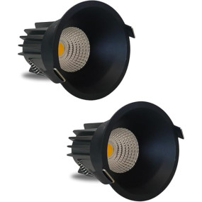 D'Mak 18W Black Body LED Deep COB Light | Recessed LED Ceiling Light for Indoor Lighting (Warm White, Pack of 2)