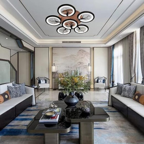 MNKD COLLECTION Center Circle Light Ceiling LED Chandelier Lamp - Elegant Modern Illumination 3in1 Colours with Remote Control for Living Room-Crystal (Dark Grey Body)