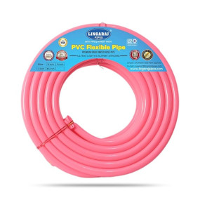 LINGARAJ 0.5 Inch PVC Flexible Hose Pipe Use for Garden Watering, Car Bike Wash, Agricultural, Floor Clean (Pink, 10 m Long) -33 feet Approx