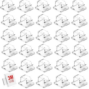 INVOSS 40pcs Cable Clips with Strong Self-Adhesive, Small R Shape Cable Management TV PC Wire Holder Sticky Tidy and Organizer Cord and Wires Clips, Birthday and Diwali Light Clips - (Clear) (1)