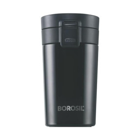 Borosil - vacuum insulated Hydra Coffeemate stainless Steel travel mug - spill proof - hot and cold_BT300BLK110_300ml
