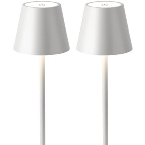 KDG 2 Pack Cordless Table Lamp, Portable LED Desk Lamp, 5000mAh Battery Operated, 3 Color Stepless Dimming Up, for Restaurant/Bedroom/Bars/Outdoor Party/Camping/Coffee Shop Night Light(White)