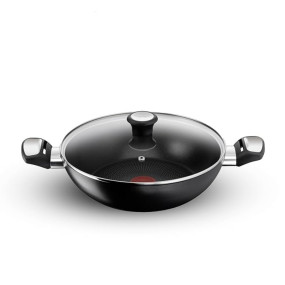 Tefal Cook & Savour Non-Stick Kadhai with Lid/Thermo-Spot Technology/Titanium Non-Stick Coating / 28 cm/Superior Induction Base/Suitable for All Hob Type/Black / 2 Years of Warranty