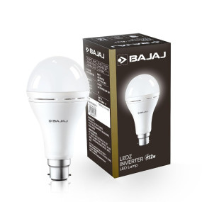 Bajaj LEDZ 12W Rechargeable Emergency Inverter LED Bulb | Cool Day Light | Upto 4 Hours Battery | B22D | 1 Year - Warranty (Pack of 1, White)