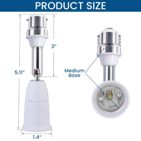 ELEPHANTBOAT® 2 Pcs B22 to E27 Light Socket Converter Extender, Flexible 360° Rotatable Adapter for B22 to E27 Bulb, Bulb Lamp Holder Extender Holder Socket Fit for LED, CFL