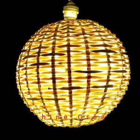 sunshine creation Cane Hanging Globe Shape Lamp Shade (8-inches, Brown)