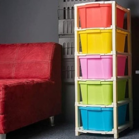 AVZEEGO 5 Xl Plastic Modular Drawer System For Home, Office, Hospital, Parlor, School, Doctors, Home And Kids, Product Dimension When Assembeled (27Cmx32Cmx85Cm)(5Xl-Classic), Multi