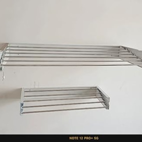 Wall Mounted Retractable Clothes Drying Rack, Stainless Steel, Grey