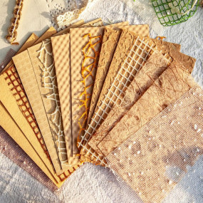 HASTHIP® 16Pcs Textured Scrapbook Paper, 10x14cm Scrapbooking Materials Paper for Journaling, Card Making & DIY Crafts, Perfect Gift for Craft Lovers, Brown