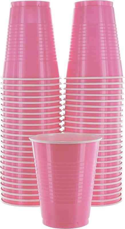 Party Beverage Glasses | Beer Pong Glass/Drinking Glasses for Christmas Diwali New Year Wedding Halloween and Bachelor Party Supplies (Pink, Pack of 10)
