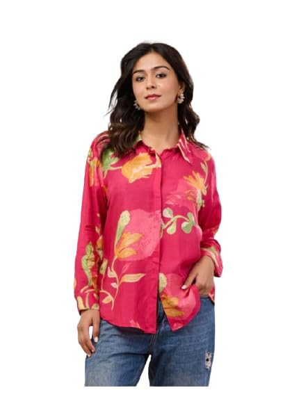 Women Crimson Bloom Button Down Shirt