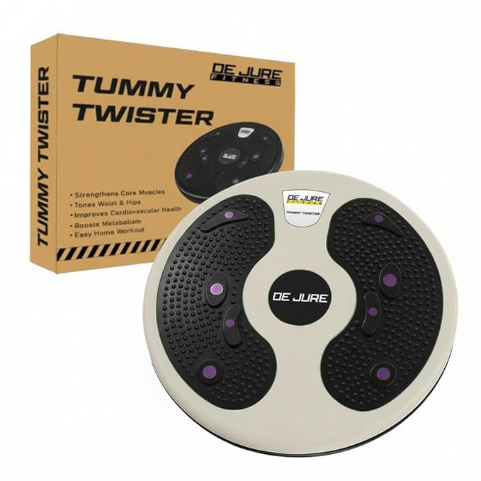 De Jure Fitness Tummy Twister & Abs Trimmer | Exercise Roller & Waist Shaper for Men & Women | Non-Slip Home Workout Equipment for Weight Loss & Core Training - Black