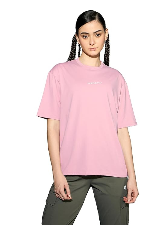 TECHNOSPORT Women's Relaxed Fit Solid T-Shirt for Sports, Gym and Running