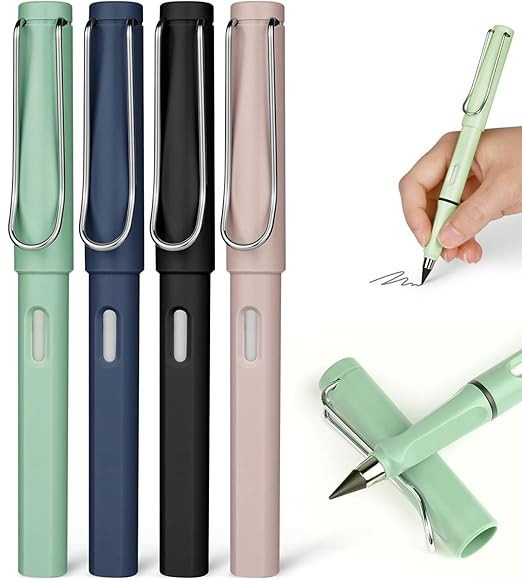 Shuttle Art 2pcs Eternal Inkless Pencil, Permanent No Sharpening, Everlasting Writing Pen for Children School Artists Sketch Drawing, Grey