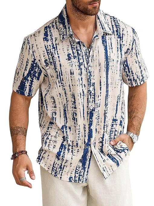 Lymio Shirt for Men| Men's Shirt Abstract Printed Button Down – Slim Fit Casual Wear | Short Sleeve & Breathable | Trendy Beach & Holiday Ready (Packs Also Available) (Tiedite)