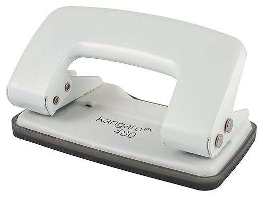 Kangaro Desk Essentials DP-480 2 Hole Heavy Duty Metal Paper Punch | Removable Chip Tray | 12 Sheets Capacity | Office Essentials | Pack of 1 | Color May Vary Brand: kangaro