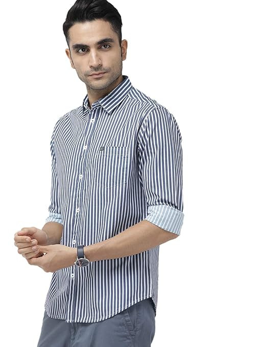 The Indian Garage Co Men Slim Fit Abstract Printed Full Sleeves Cutaway Collar Casual Shirt