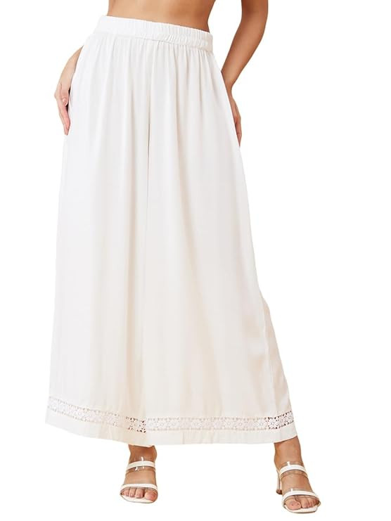 Globus Women Black Solid Ethnic Wide Leg Palazzo with Lace at Hem