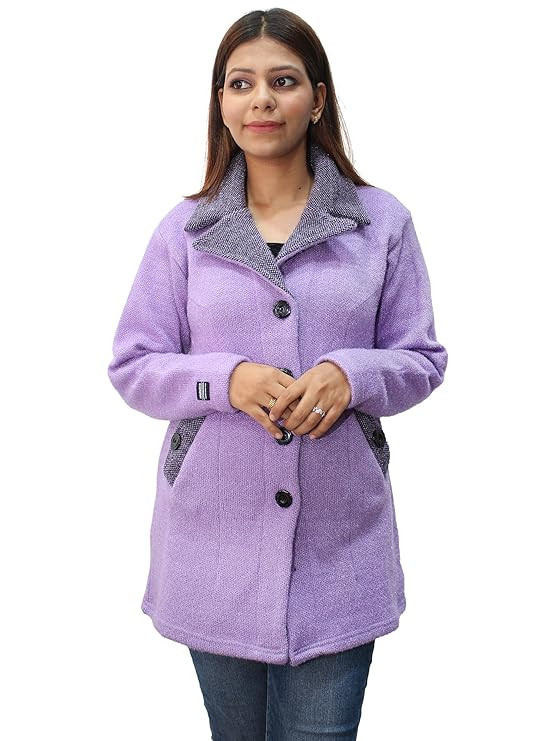 Matelco Womens Woollen Collared Coat Cardigan