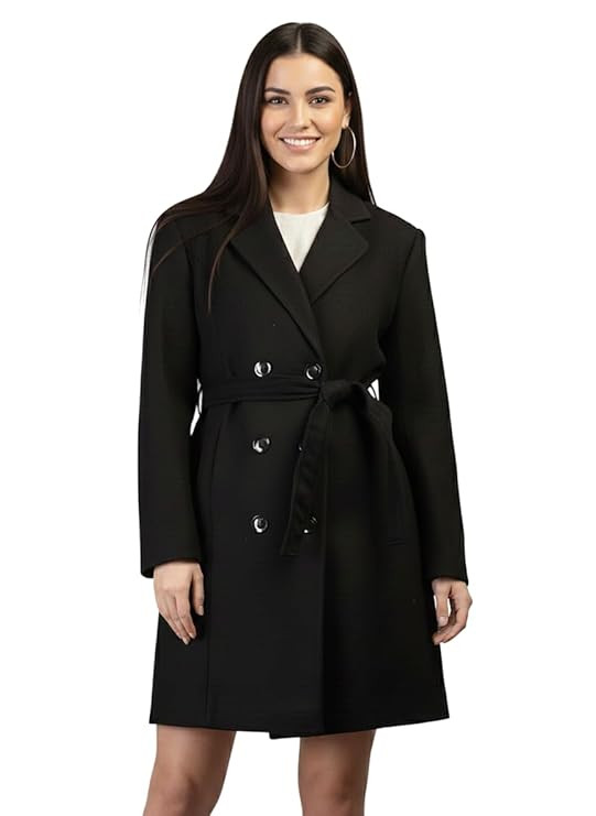 CHKOKKO Women Classic Long Winter Coat Double Breasted | Knee Length Design with a Sophisticated Spread Collar and Convenient Front Pockets for All Occasions