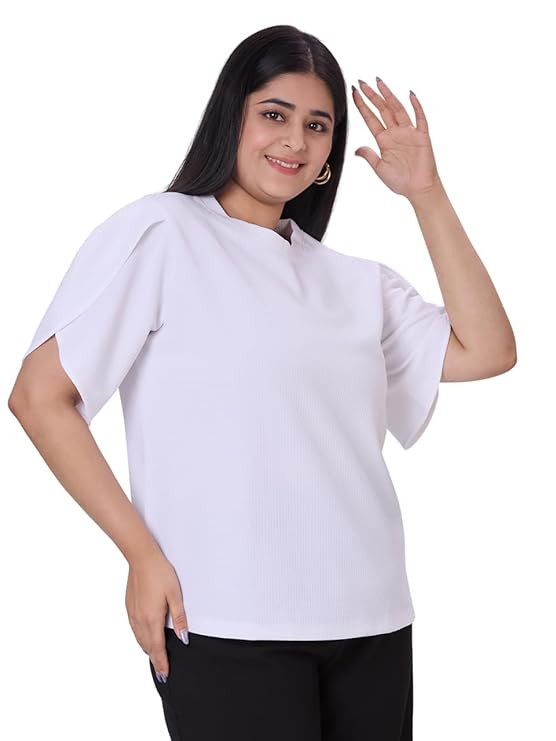 Style Quotient Women White Polyknit Smart Casual Top