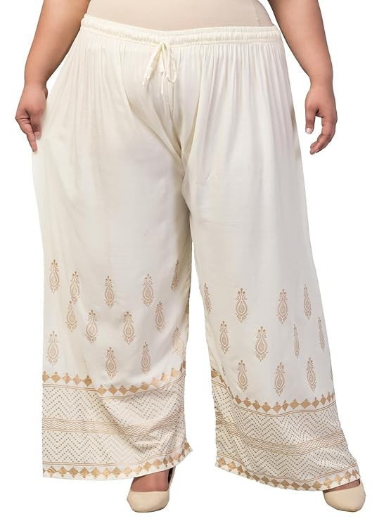 Women’s Plus Size New Gold Palazzo – Flowy & Elegant Bottom Wear