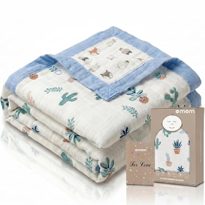 DOTMOM 100% Organic Bamboo Baby Blanket, 6 Layered Baby Bedding and Nursing Blanket