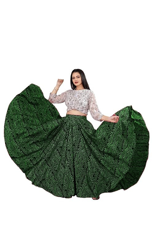 JYESHTA Women's American Crepe Flared A Line Stitched Long Skirt with 12 Mtr Flare 40 in Height | Skirts for Women Long Length | Long Skirts for Girls