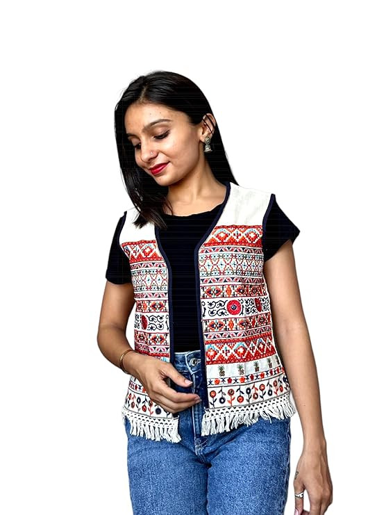 TAVAN Women's Embroiderd Ethnic Shrug or Jacket RL99 and Special Embroidered Cotton Koti/Jacket/Waist Coat for Women