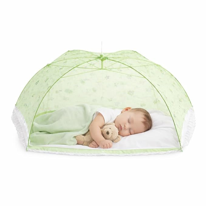 Divayanshi Umbrella Mosquito Net for Infants (0–2 Years) | Foldable Baby Bed Net Tent | Fine Mesh Protection from Mosquitoes & Insects | Portable, Lightweight, Washable Net for Cradle & Baby Bed-GREEN