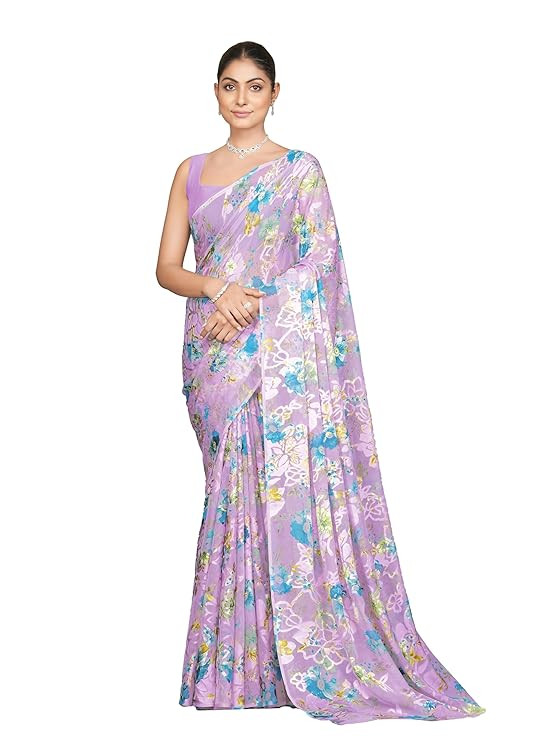 Garden Vareli Georgette Brasso Floral Printed Saree
