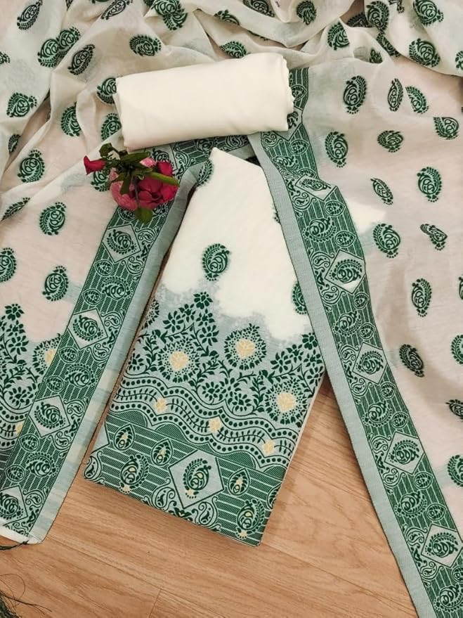 Handloom Banarasi Cotton Unstitched Salwar Suit with Dupatta, 50 Inch Length, Women's Unstitched Salwar Suit Dress Material with Dupatta, Unstitched Salwar Suit Set