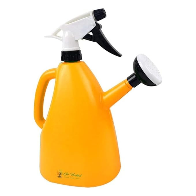 Go Hooked 2in1 Plant Watering Can with Spray Bottle & Shower Head 1 Litre | Multi-Purpose Garden Water Sprayer for Indoor Plants, Balcony Garden & Nursery | Plastic Watering Pot with Handle Multicolor