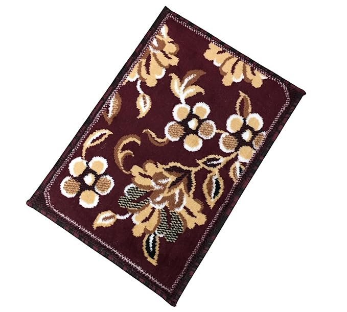 Kashmiri Silk Doormat Washable Anti-Skid Carpet for Home Kitchen Bathroom Living Room (40x57 CM, Dark Brown)