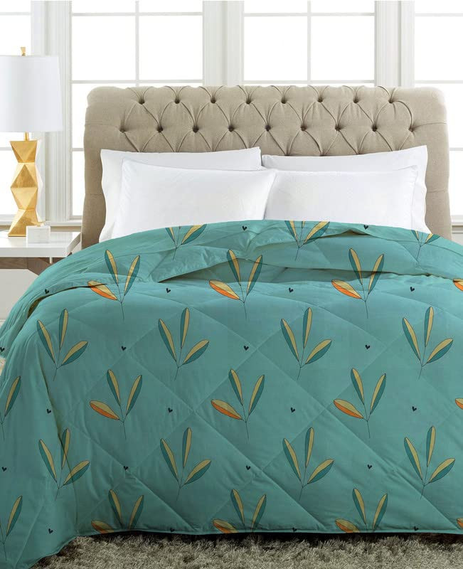 VAS COLLECTIONS 220 GSM Microfiber Reversible AC Comforter/Blanket for Winter/Quilt/Duvets for Double Bed Size(230X250 cm, Light Green)