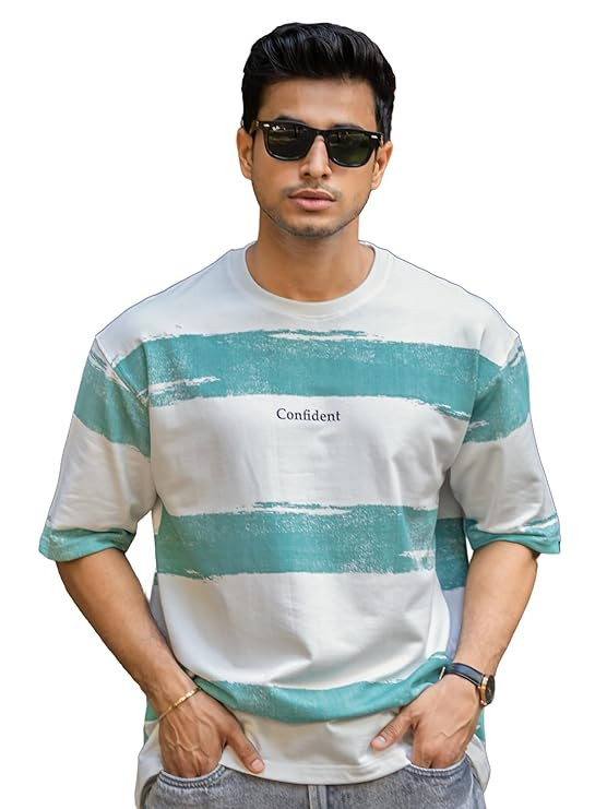 Mens || Striped || Round Neck || 3/4th Sleeve || Cotton || T-Shirt