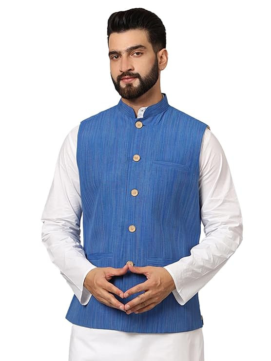 LATEST CHIKAN Men's Traditional Cotton Solid Nehru Jacket/Waistcoat