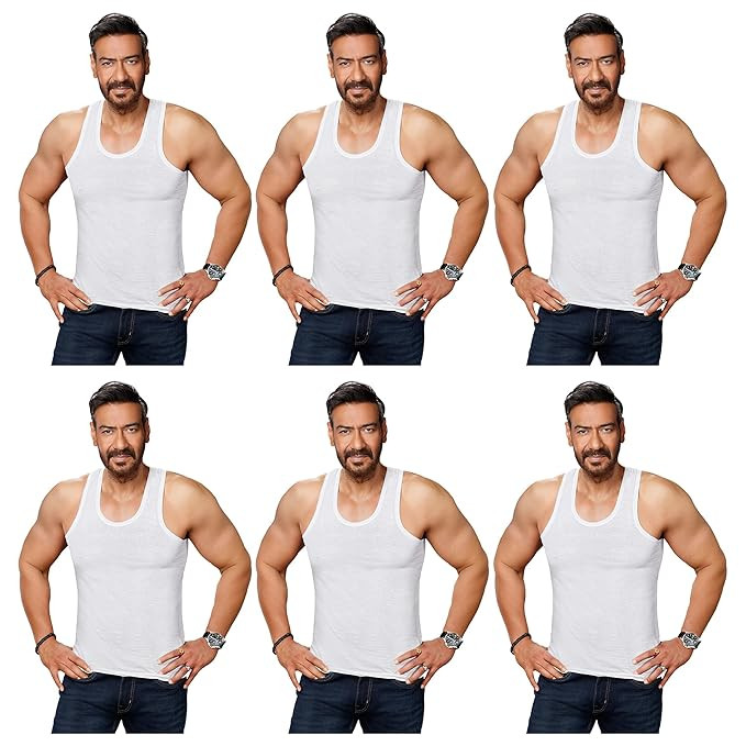 Amul Comfy Men’s Vest | 100% Cotton Single Jersey Fabric | U Neck Sleeveless Innerwear | Ultra Soft Hand Feel | Seamless Body | Superior Comfort Color May Vary (Pack of 6)