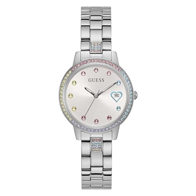 GUESS Women's 34mm Watch - Rose Gold Tone Bracelet White Dial Rose Gold Tone Case