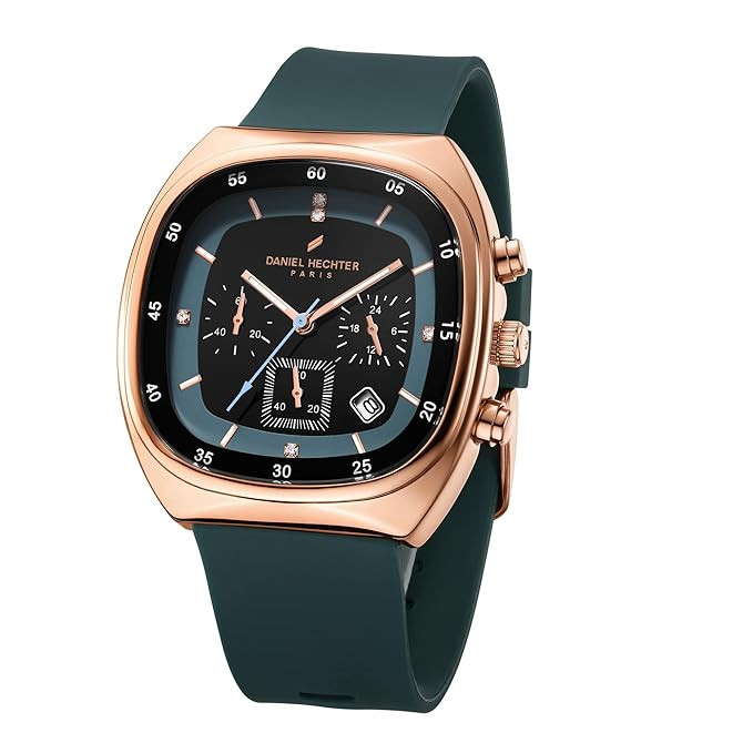 Daniel Hechter Paris Bercy Collection Modern Chronograph Watch for Men with Square Dial and Silicon Band-DHM1001