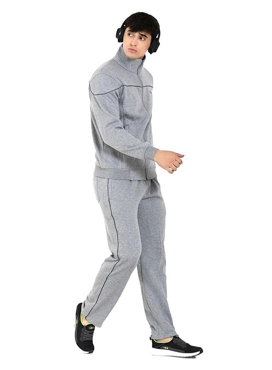 muffy Men's Tracksuit Cotton Blend Regular Fit Zip Closure with 2 Side Zipper Pockets & 1 Back Pocket Perfect for Winter Wear-5001
