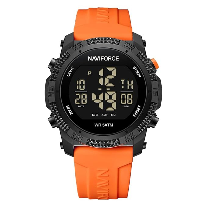 NAVIFORCE Men Sports Waterproof Digital Watches with Stopwatch Alarm Countdown Rubber Strap Wristwatch for Women